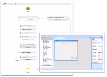 True Factory workflow designer, interface shown in French